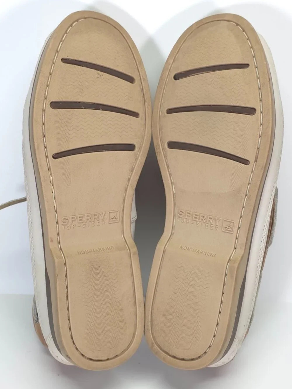 Sperry Top-Sider Mako Collection Boat Shoes Men's 10 Leather White Tan